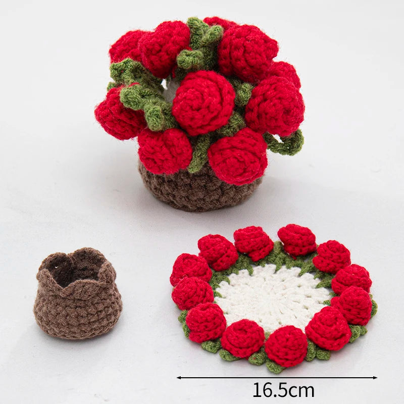 Rose Bouquet Crochet Coasters
