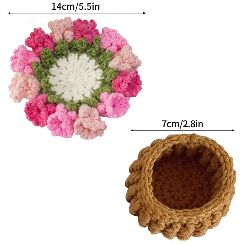 Rose Bouquet Crochet Coasters