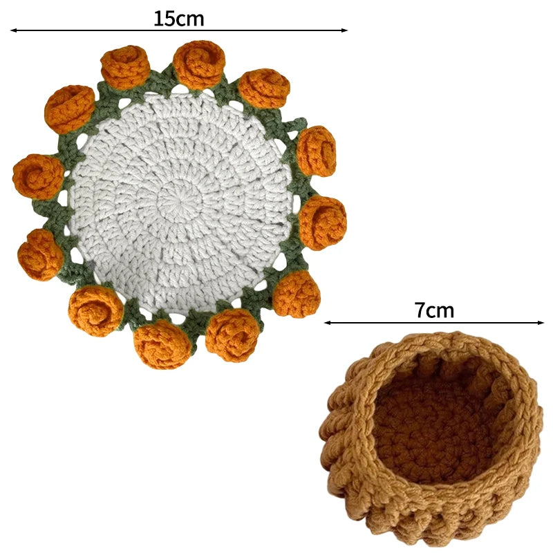 Rose Bouquet Crochet Coasters
