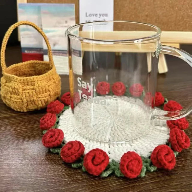 Rose Bouquet Crochet Coasters