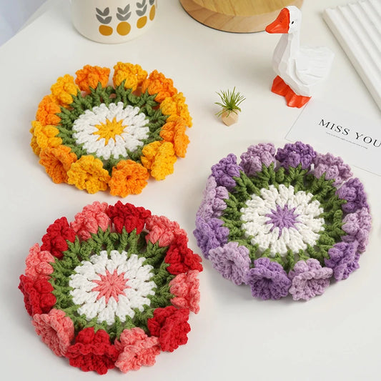 Rose Bouquet Crochet Coasters