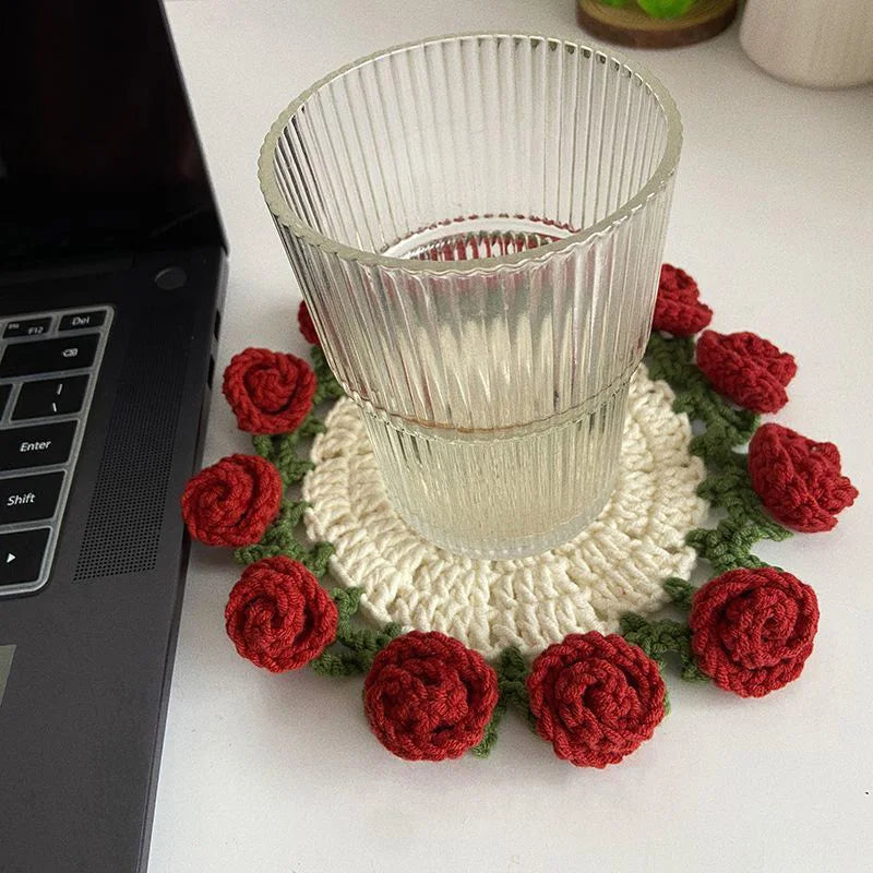 Rose Bouquet Crochet Coasters