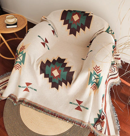 Aztec Blanket Blanket Throw with Fringe
