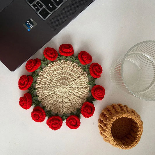 Rose Bouquet Crochet Coasters
