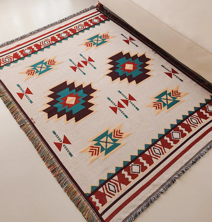 Aztec Blanket Blanket Throw with Fringe