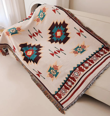 Aztec Blanket Blanket Throw with Fringe