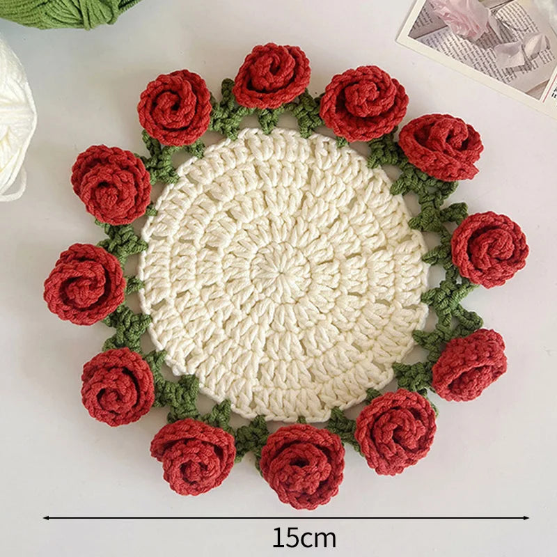 Rose Bouquet Crochet Coasters